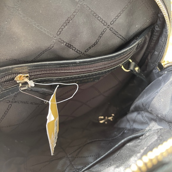 Michael Kors Black Backpack with Neon Yellow Stripe Rhea Zip - Picture 7 of 15